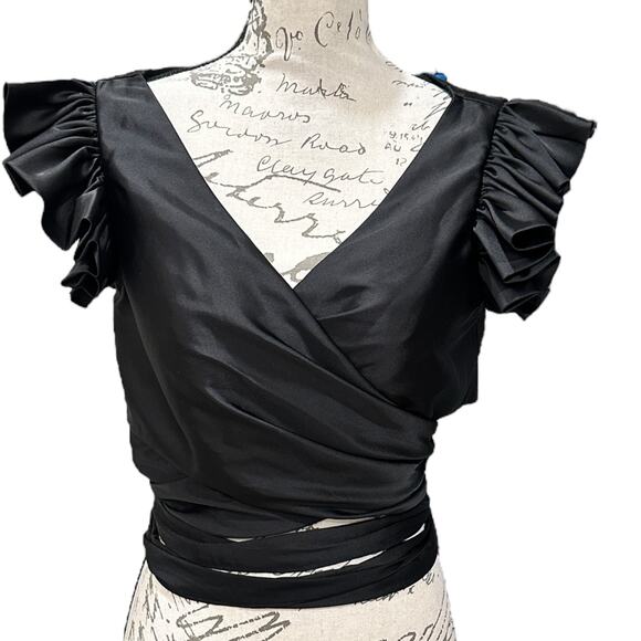 Mac Duggal Ruffle Cap Sleeve Wrap Top - Picture 2 of 6